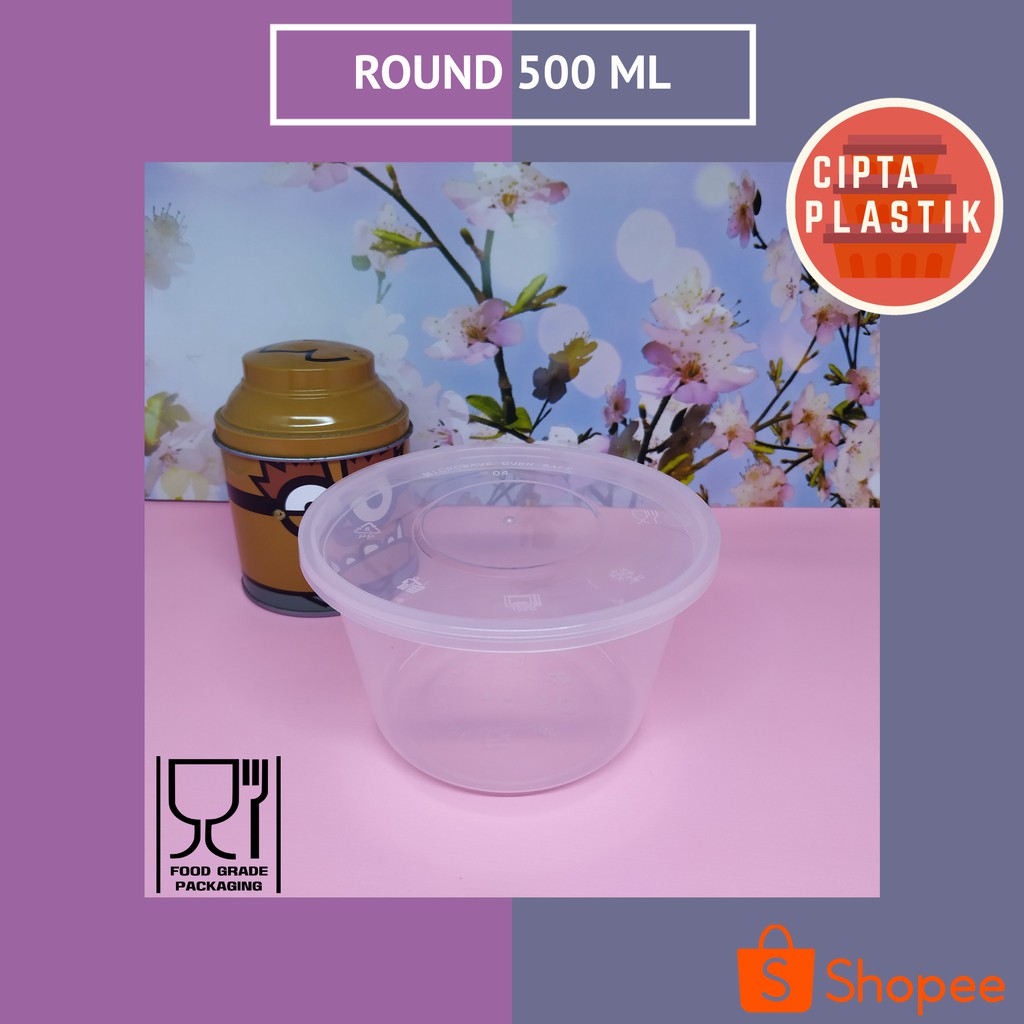 Jual Thinwall 500ml Bulat Mangkok Plastik Food Container Bowl isi 25pcs ...