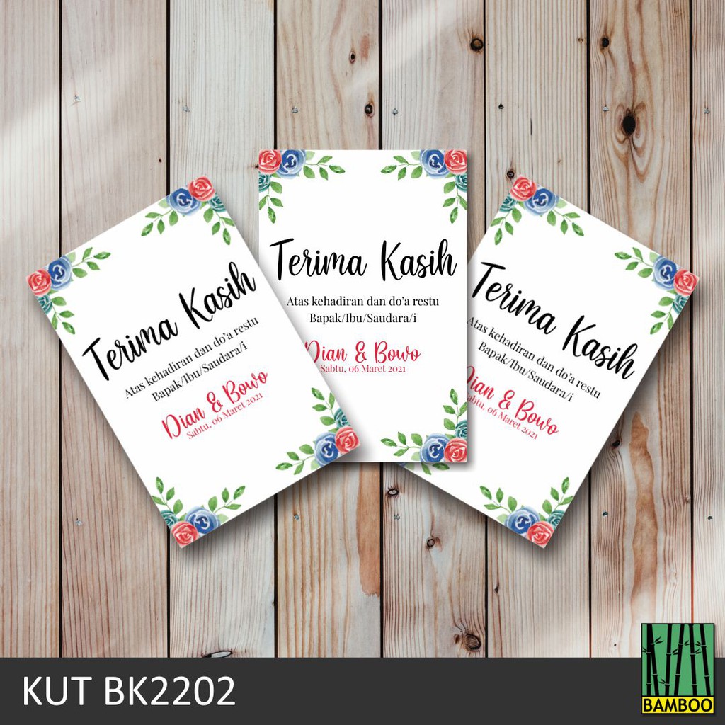 Jual Kartu Ucapan Terimakasih Kut Kartu Souvenir Murah Desain Simple Elegan Rustic Kut