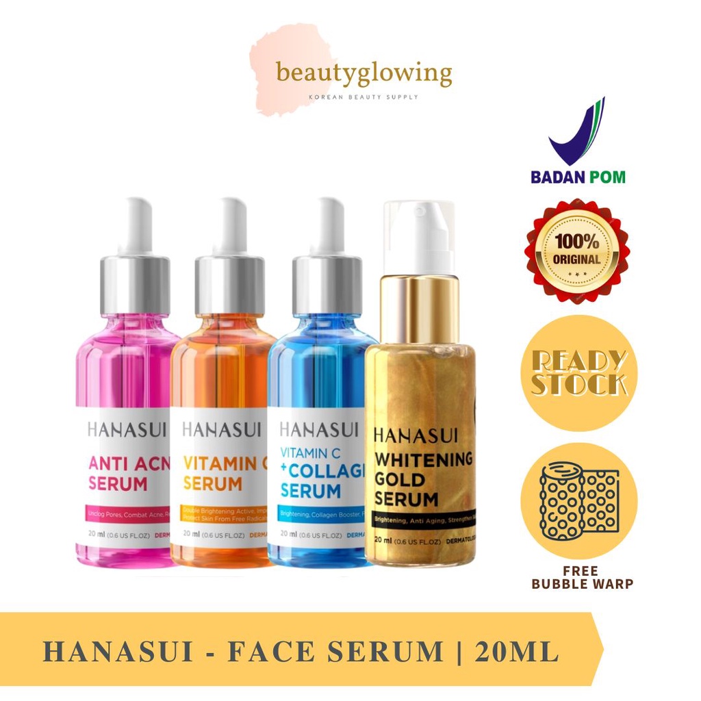 Jual HANASUI SERUM FACE SERUM WAJAH ANTI ACNE GOLD VIT C + COLLAGEN ...