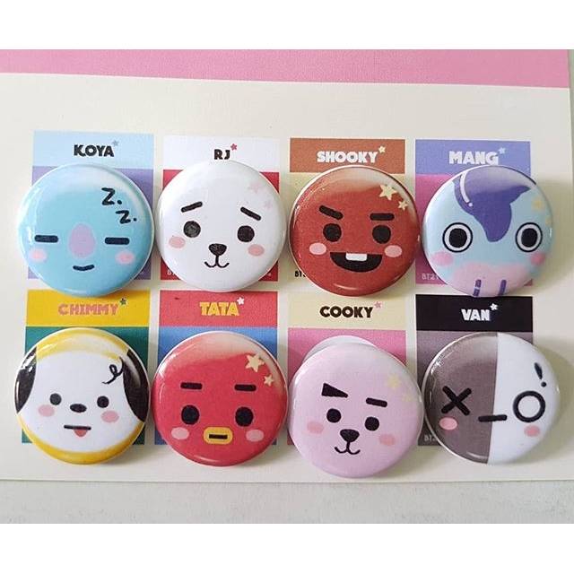Jual bts pin button bt21 bts brooch kpop bangtan boys jimin suga ...