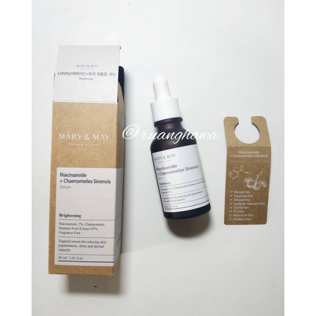 Sérum Éclaircissant Mary&May à La Niacinamide Et Chaenomeles Sinensis - 30 Ml, Soin Quotidien Pour Une Peau Lumineuse