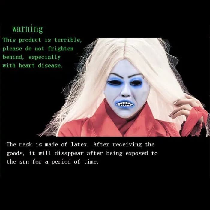 Jual Topeng Full Hantu Rambut Putih Mata Biru Dracula Vampire Seram ...