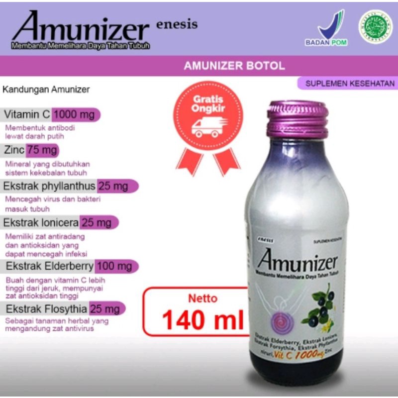Jual AMUNIZER VITAMIN C 1000MG SUPLEMEN KESEHATAN MAKANAN BOTOL 140ML ...