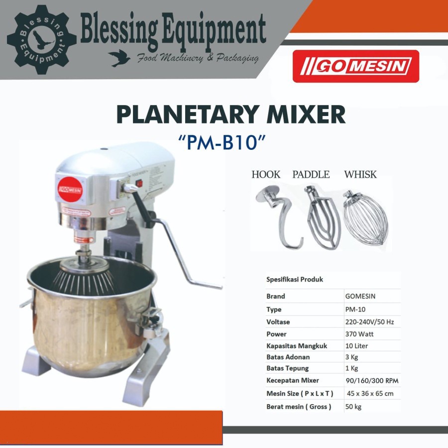 Jual Gm-B10 Planetary Mixer 10 Liter "GO MESIN" ( 3 Speed ) | Shopee ...