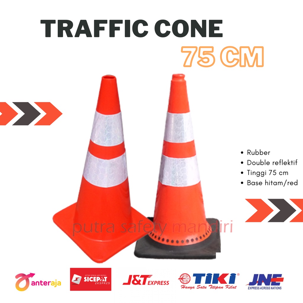 Jual SAFETY TRAFFIC CONE 75 CM - 90 CM RUBBER FULL ORANGE KERUCUT ...