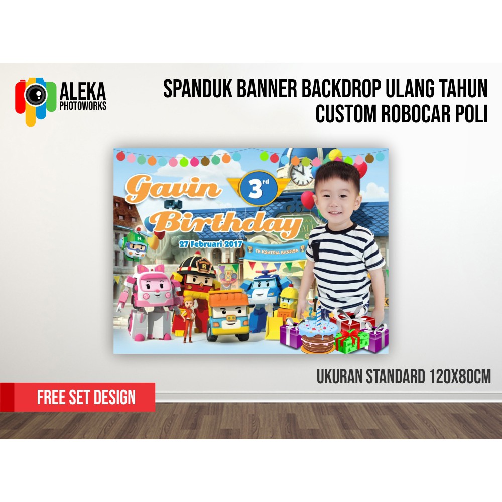 Jual Spanduk Banner Backdrop Ulang Tahun Robocar Poli | Shopee Indonesia
