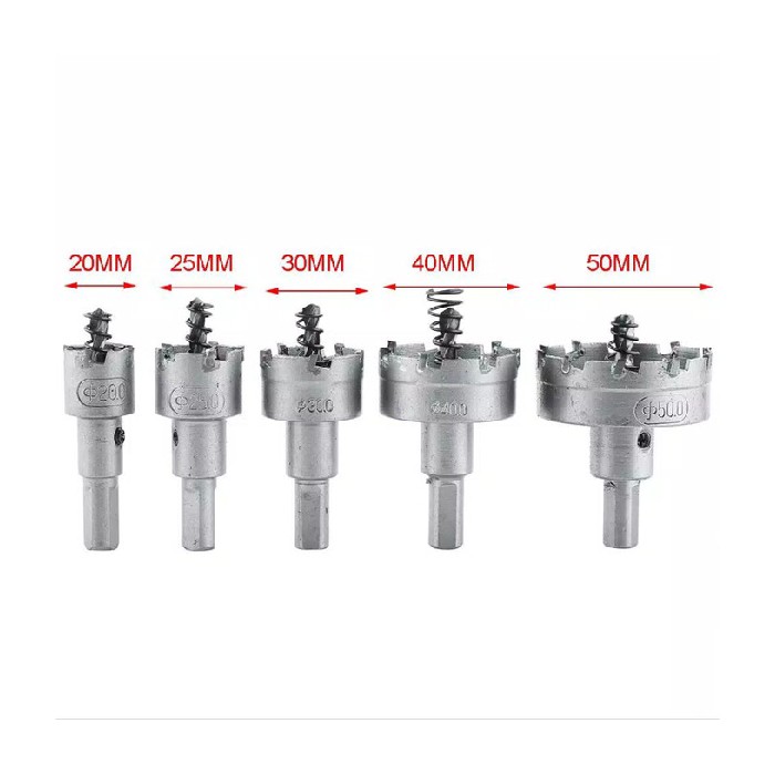 Jual TIPH l 5PCS Bor Hole Saw 20-50mm Cutter Drill Bit with HSS Sheet ...