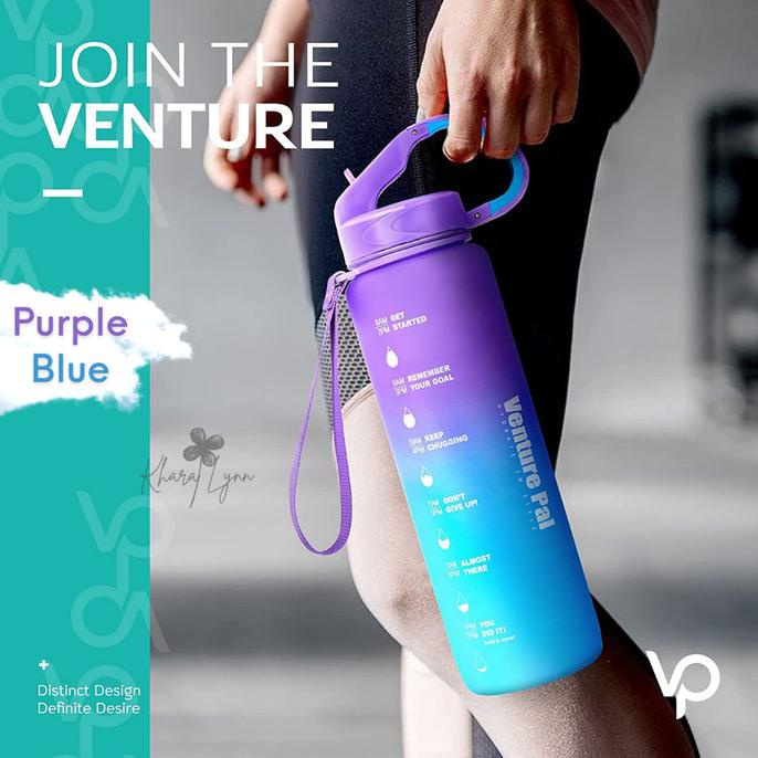Venture Pal 3,7 L Motivations-Wasserflasche – Mit Zeitmarkierung, Strohhalm, BPA-frei