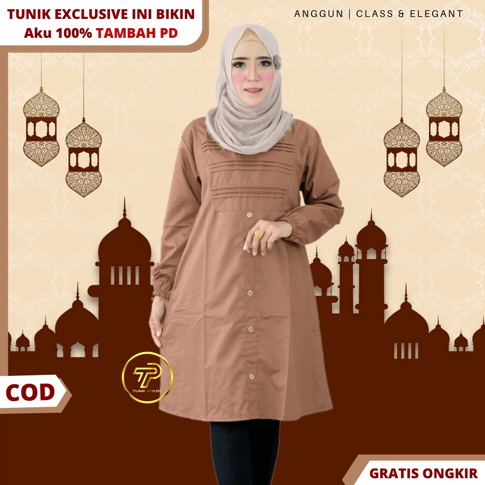 Jual Baju Atasan Tunik Bahan Katun Toyobo Premium Adem Polos Fashion Muslim Wanita Remaja