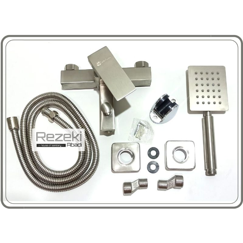 Jual Kran Bathup Stainless Sus304 Model Kotak - Kran Mixer - Kran Panas