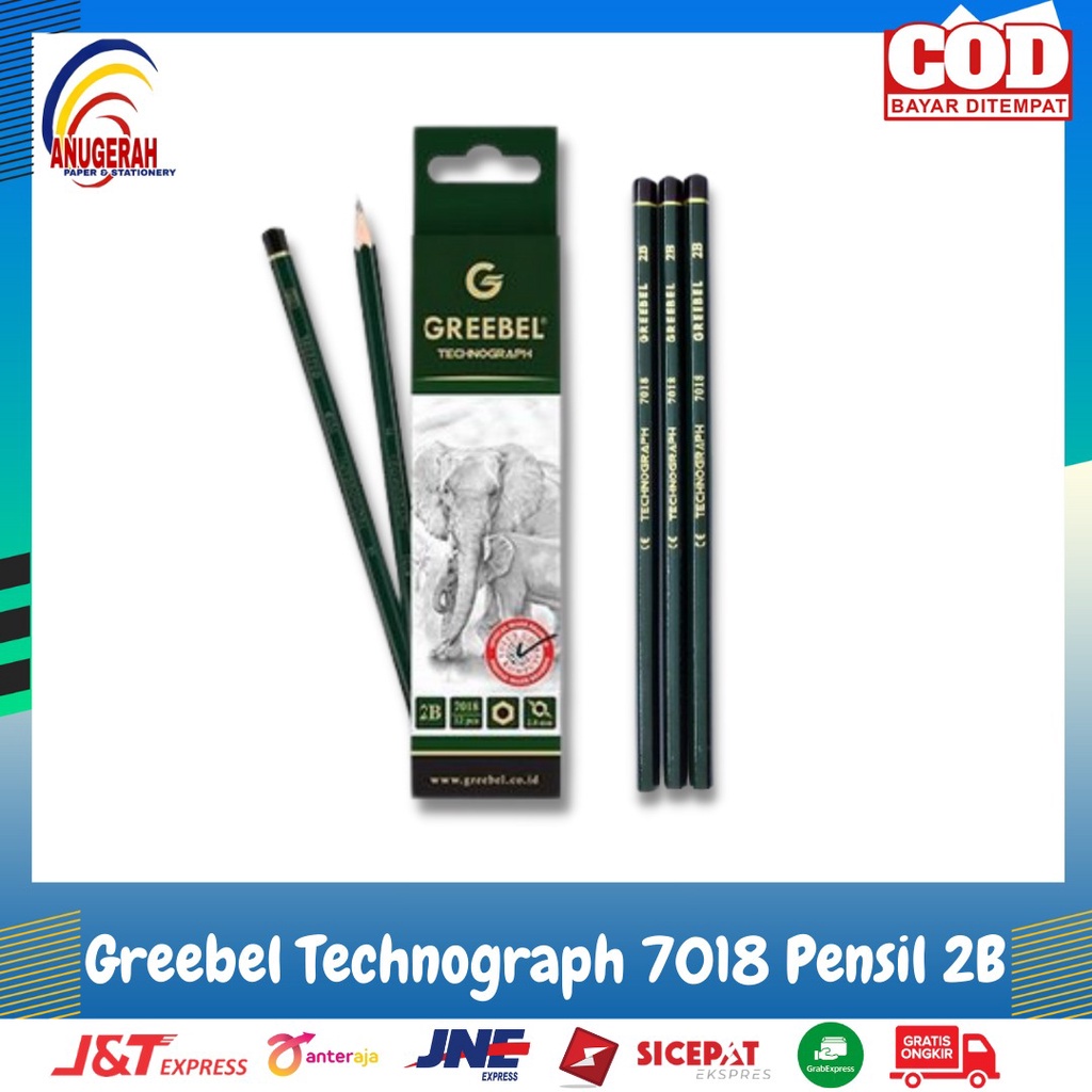 Jual GREEBEL TECHNOGRAPH 7018 PENSIL 2B (PCS) | Shopee Indonesia