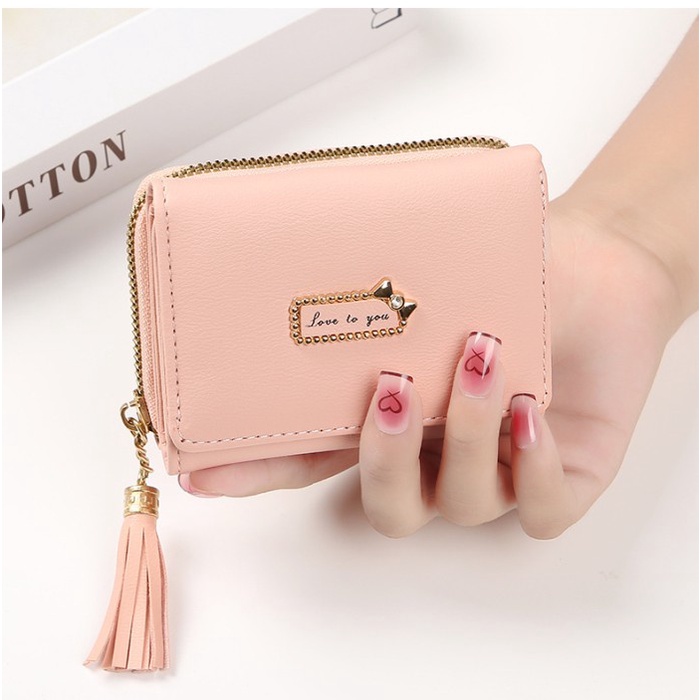 Jual Dompet Wanita Mini Lipat 3 Resleting Import Love To You