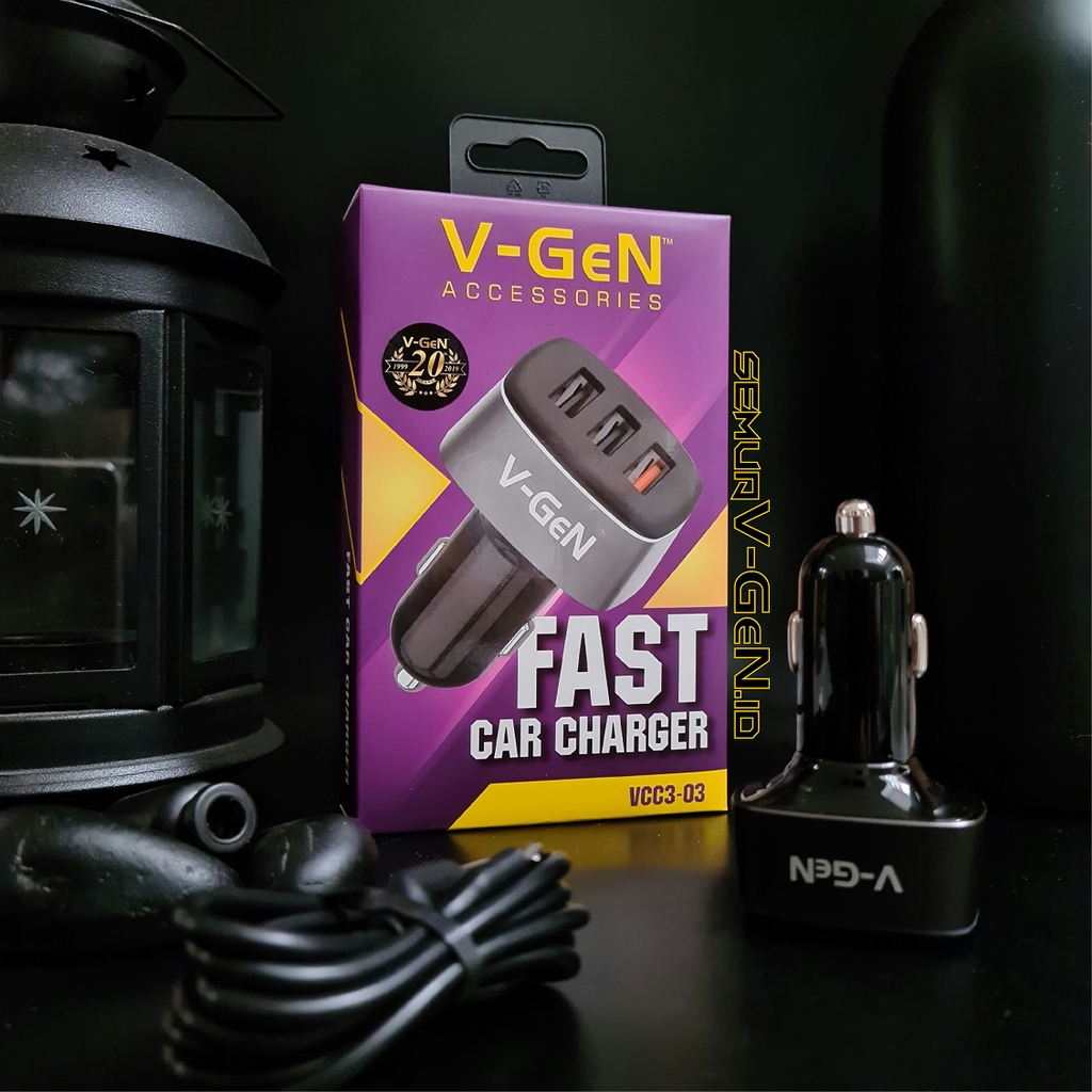 Jual Charger Mobil 3 Port Port With Quick Charging VGeN Car Charger VOOC, AFC, FCP, Dual Engine