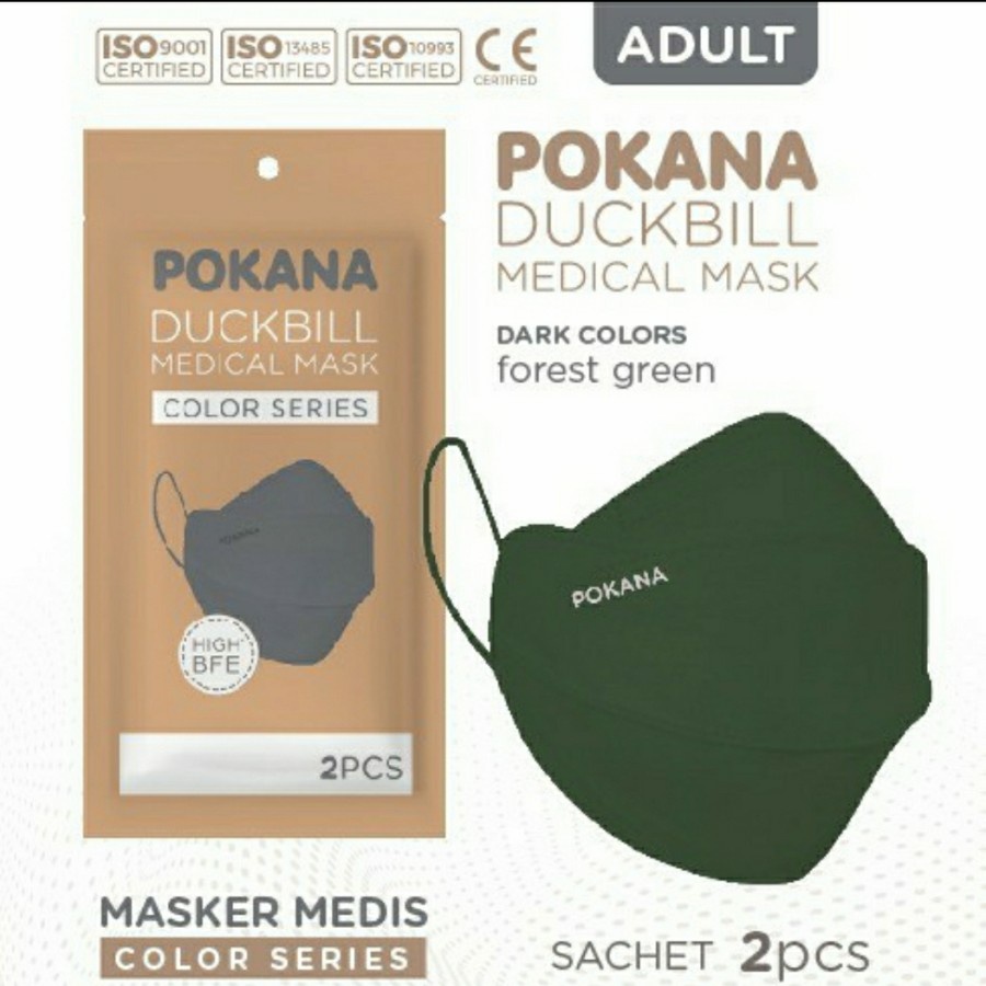 Jual POKANA DUCKBILL ADULT SACHET (4ply) Earloop - Dark Series | Shopee ...