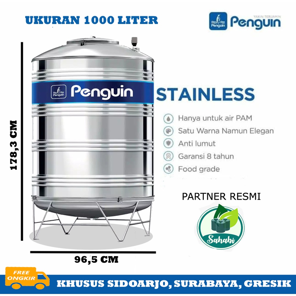 Jual Tandon Air Toren Air Tangki Air Stainless Penguin Pinguin Ukuran 1000 Liter Shopee 6356