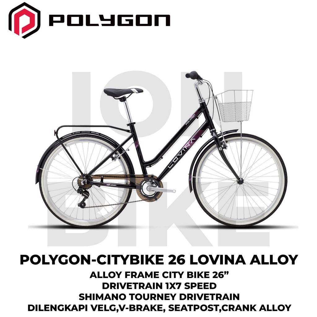 Jual Sepeda City Bike 26 Polygon Lovina Alloy Terbaru CTB Citybike Urban Cewek Wanita Ibu Ibu Ibu Kota Murah Shopee Indonesia