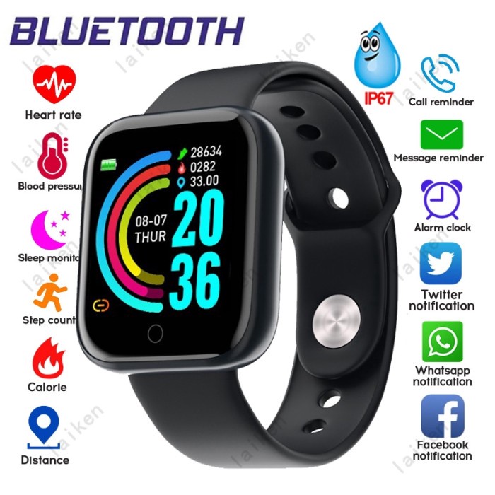 Y68 Skmei Jam Tangan Pria Wanita Digital Smartwatch Bluetooth-image