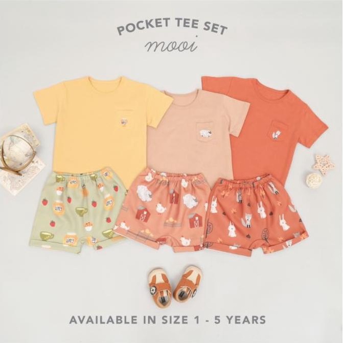 Jual Mooi - Pocket Tee Set (Set Pakaian Anak Unisex) | Shopee Indonesia