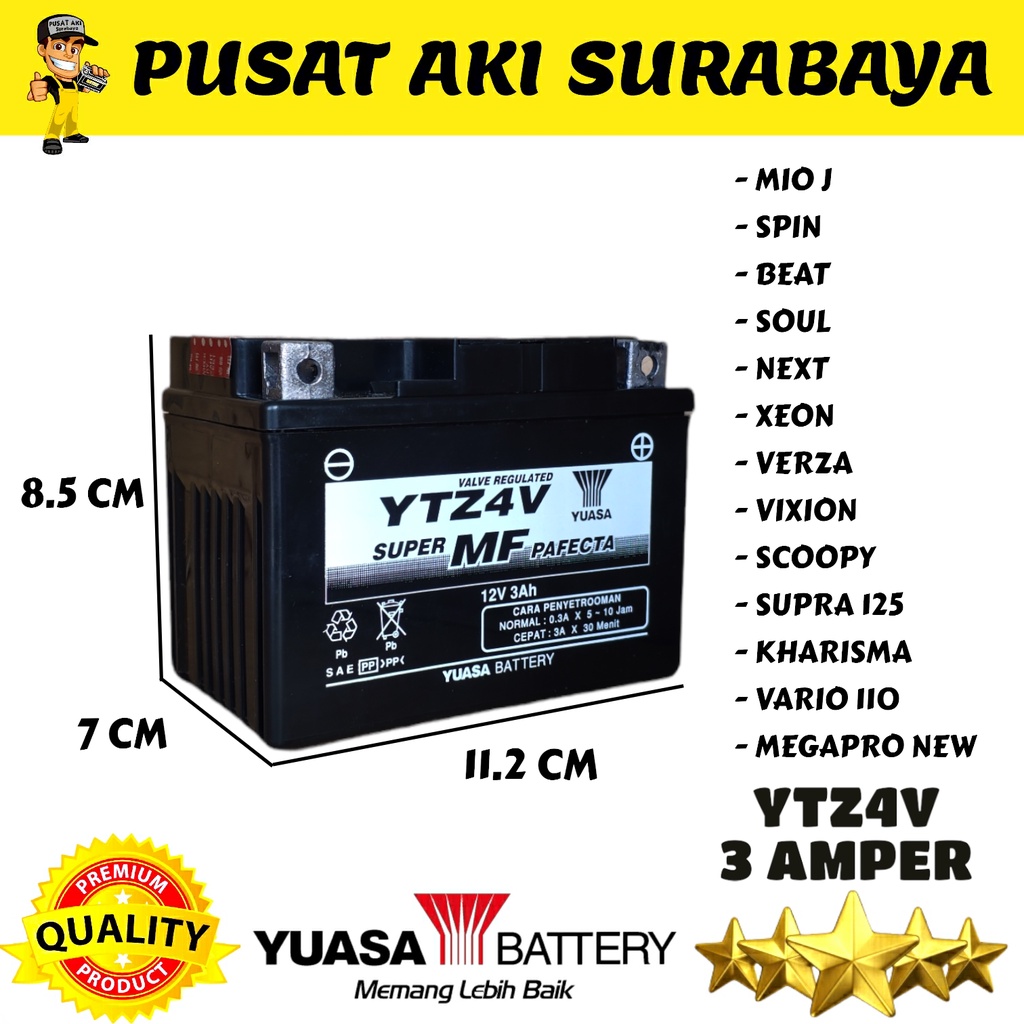 Jual ASLI ACCU YUASA YTZ4V ORIGINAL PABRIK BAWAAN MOTOR AKI MF HONDA