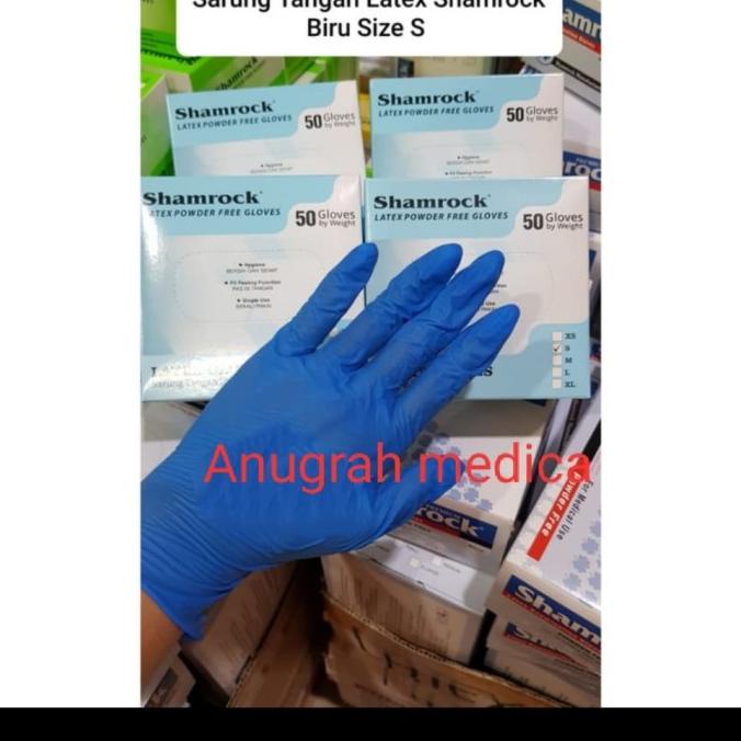 Jual Cod Sarung Tangan Latex Karet Warna Biru Non Powder Apd Shamrock 50 Psc Cod Shopee