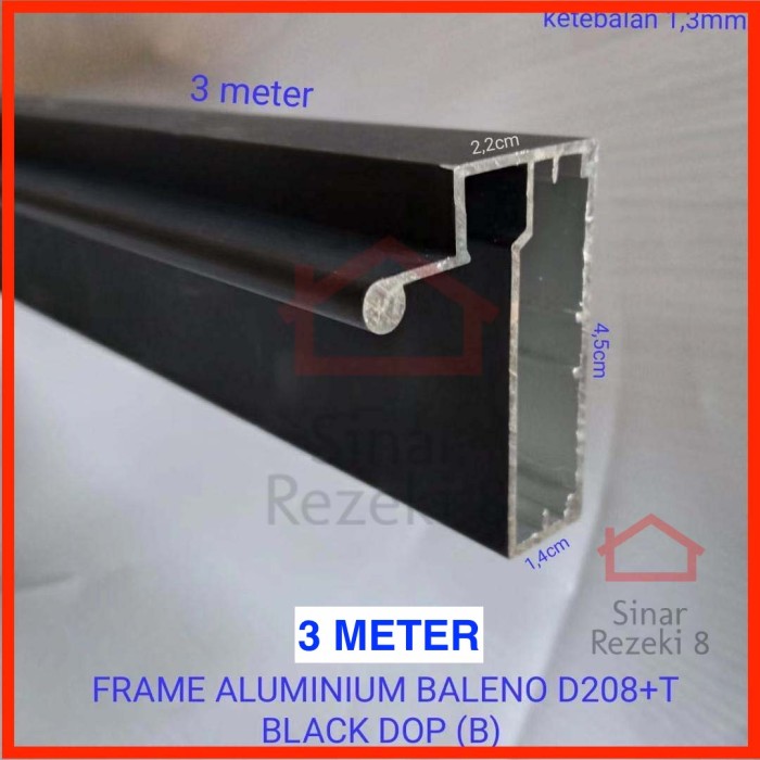Jual FRAME Aluminium BLACK Kaca Handle Pintu Lemari Kitchen Profil Lis