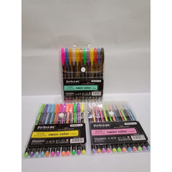 Jual Pulpen Gel Pen Zuixua Neon Color Glitter Pen Highlighter Pen