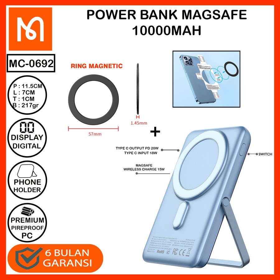 Jual Mcdodo Mc Mah W Magsafe Powerbank With Digital Display Shopee Indonesia