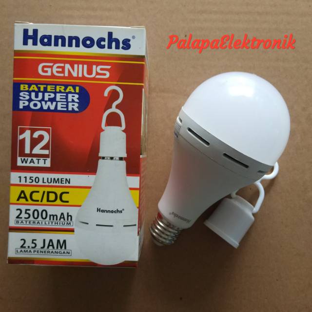 Jual Lampu LED AC/DC Hannochs 12w, Otomatis Menyala Saat Listrik Mati ...