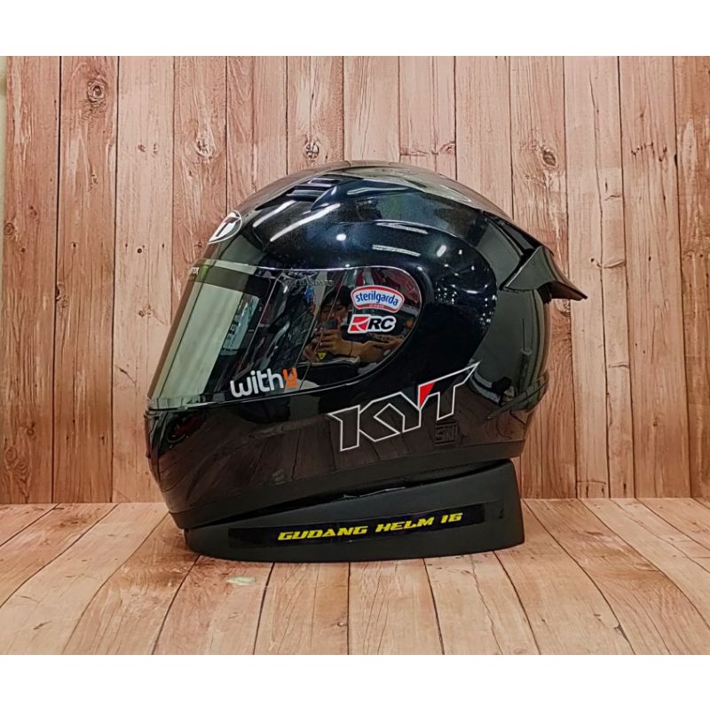 Jual HELM KYT R10 SOLID BLACK GLOSSY PAKET GANTENG VISOR IRIDIUM I