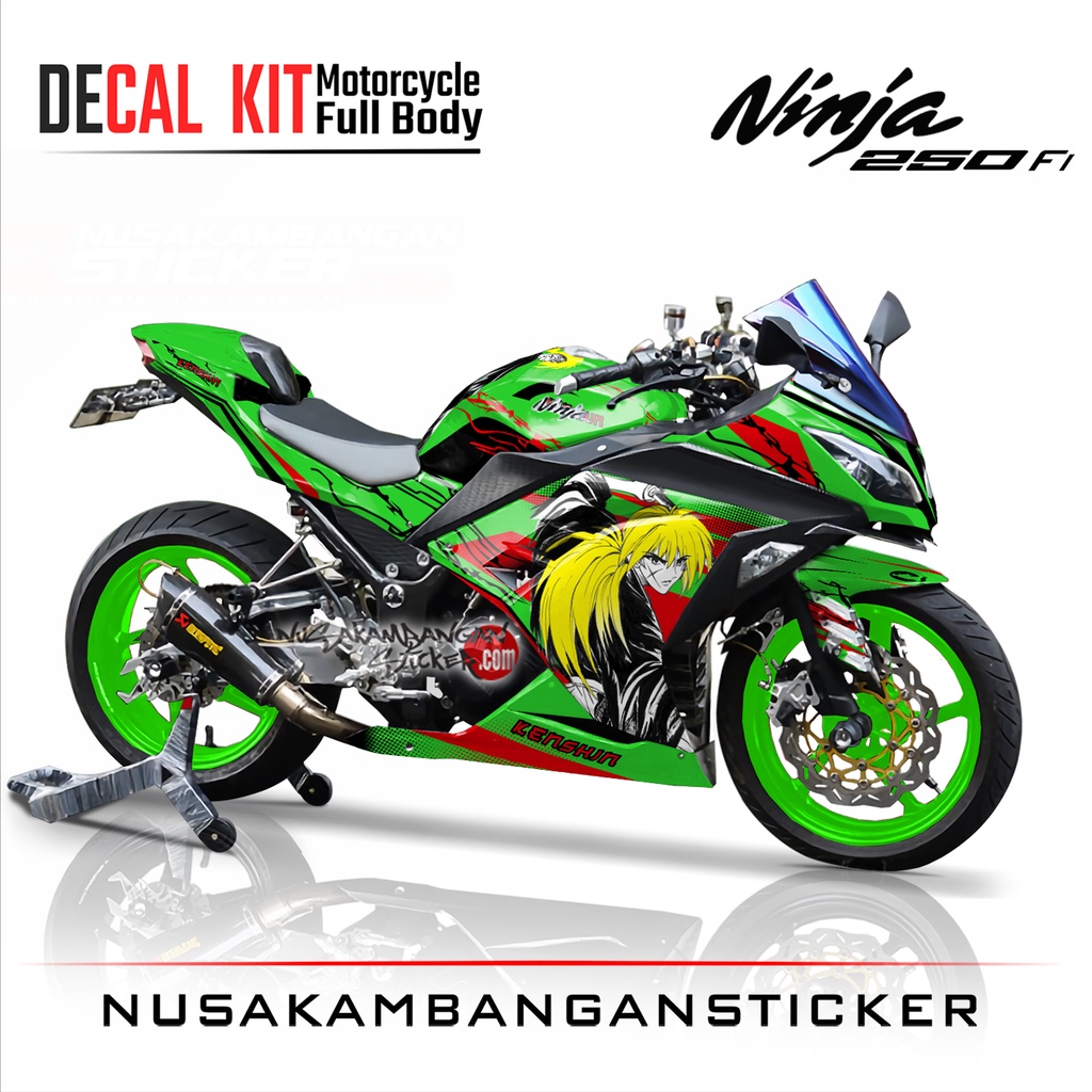 Jual Stiker Decal Motor Kawasaki Ninja 250 fi Full Body Samurai Hijau