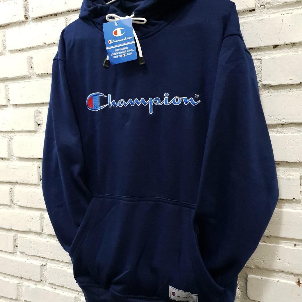 Jaket champion original /hoodie champion hitam fleece tebal