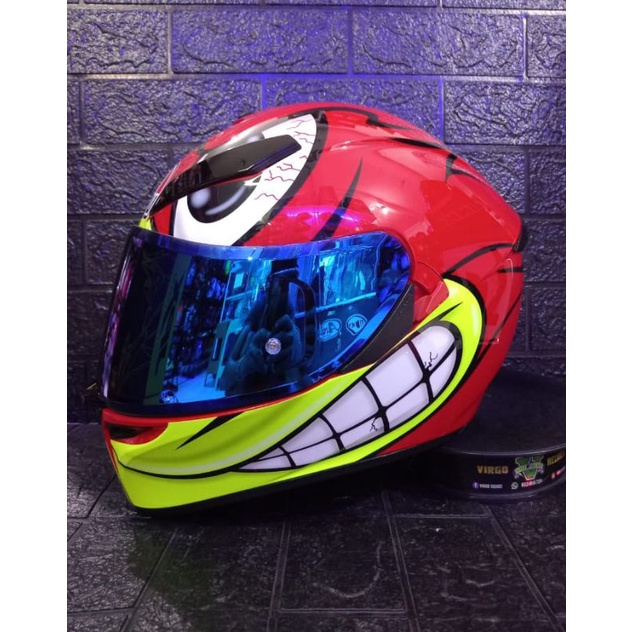Jual AGV K3 SV MULTI ATTACK BLACK RED YELLOW DOUBLE VISOR IRIDIUM SNI