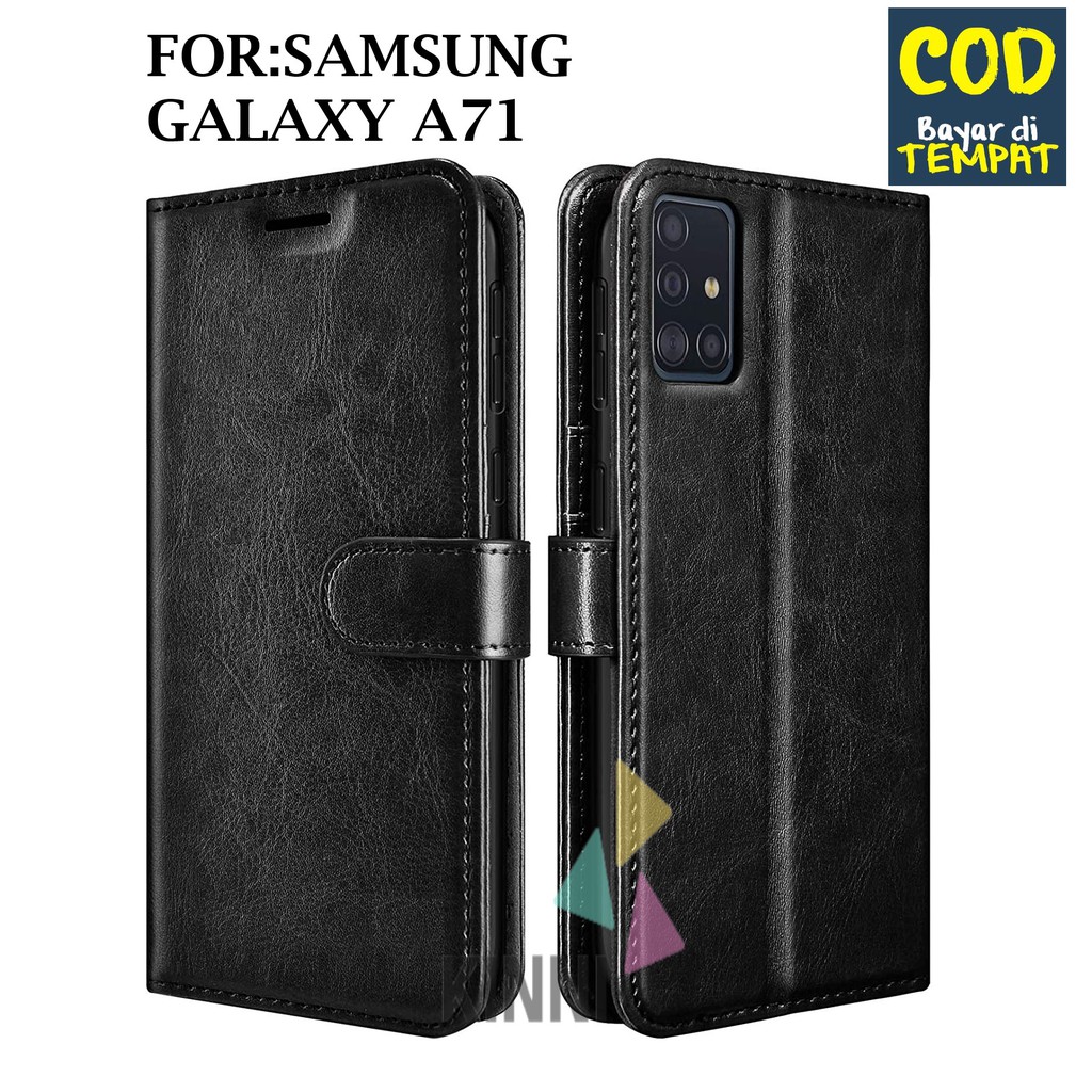 Jual Leather Flip Samsung Galaxy A71 Wallet Case Kulit Casing