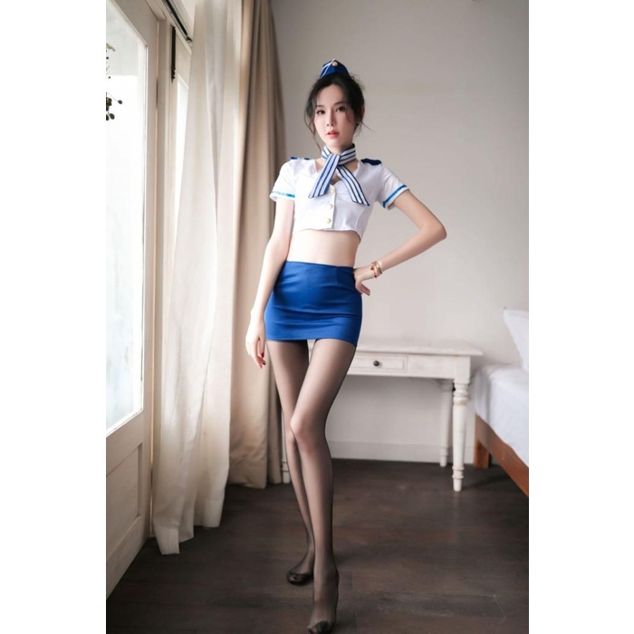 Jual Blue Candy Cosplay Sexy Uniform Seragam Army Pramugari Sexy Lady