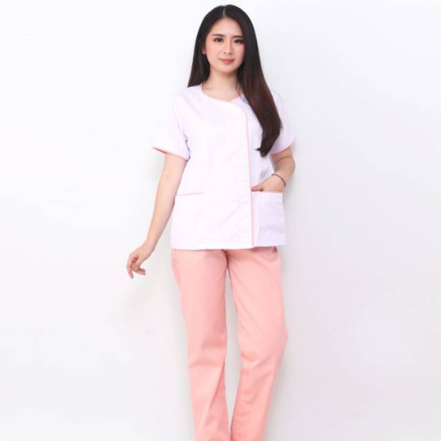 Jual Renne Seragam Suster Zoe White Peach Baju Baby Sitter Baju