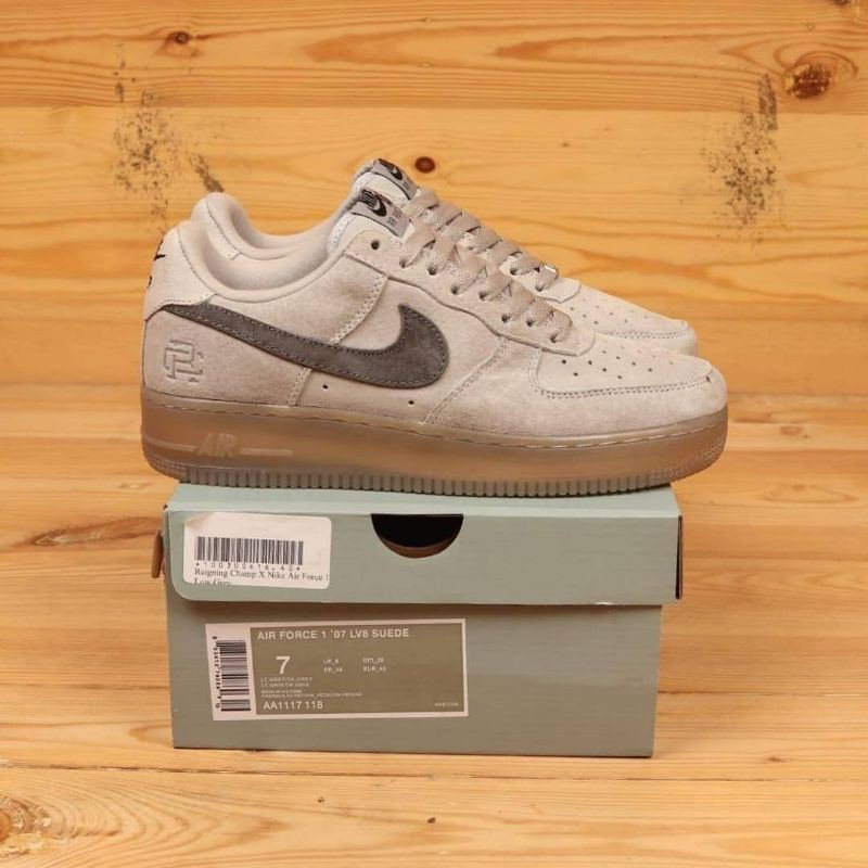 Sepatu Nike Air Force 1 x Reigning Champ LV8 Light Grey Black AA1117 118 BNIB Original Premium