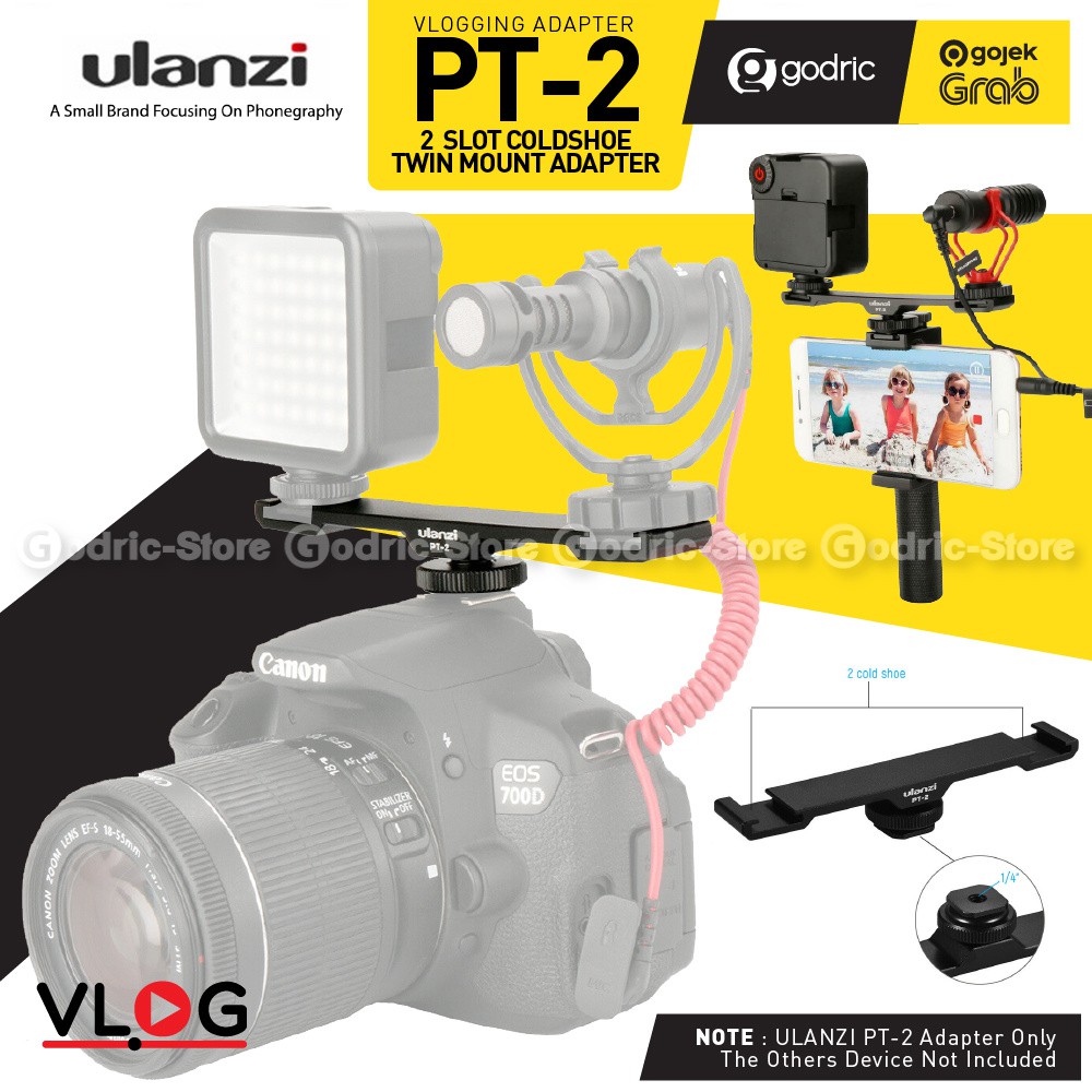 Jual ULANZI PT-2 DUAL COLD SHOE EXTENSION BRACKET FOR DSLR SMARTPHONE - View #5