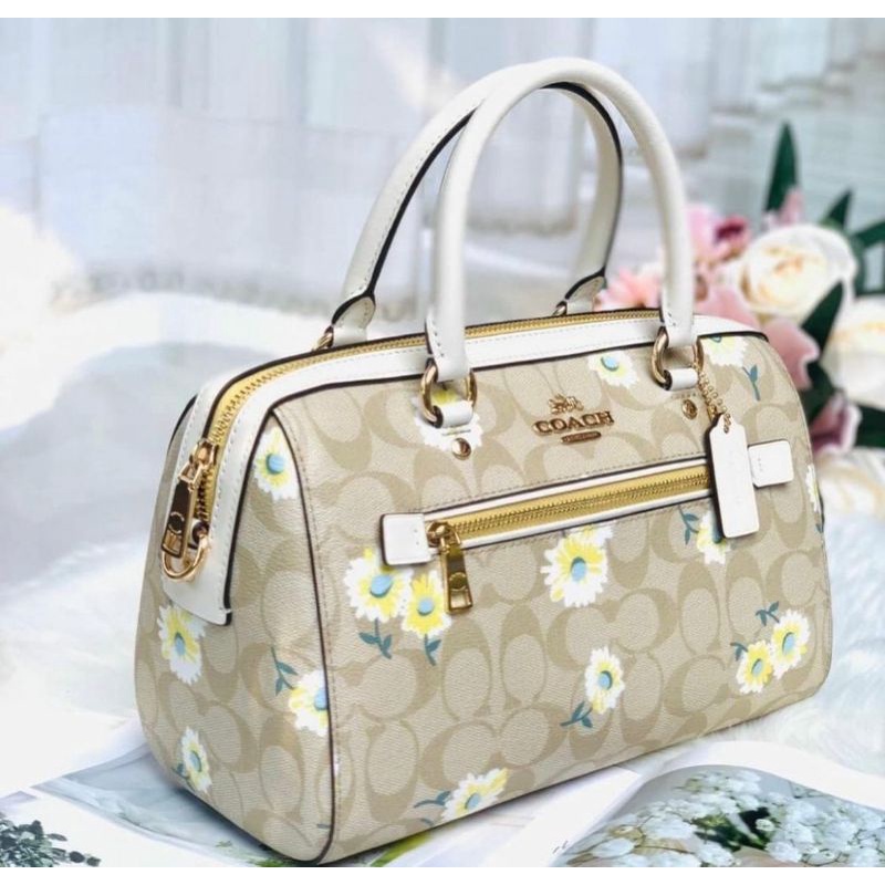 Jual Coach Rowan Satchel In Signature Canvas With Daisy Print | Shopee ...