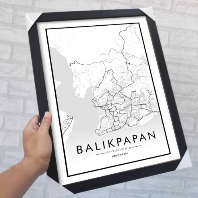 Jual Peta map kekinian frame Ukuran 30x40cm || cocok hiasan dinding ...