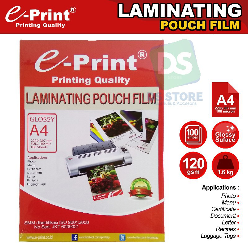 Jual Plastik Laminating Film [HOT] GLOSSY A4 dan Folio EPRINT Shopee