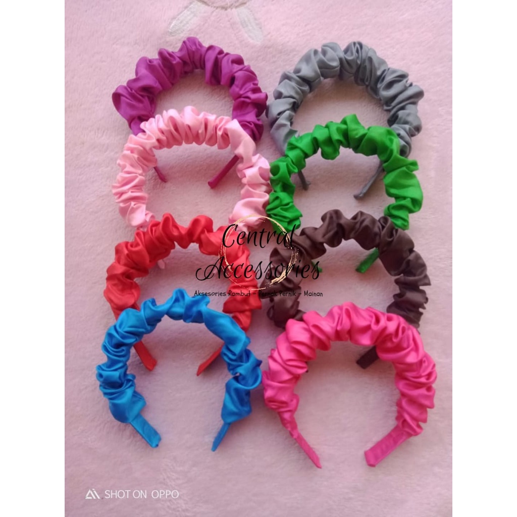 Jual [CT] BANDO SCRUNCHIE SATIN HEADBAND KOREA PREMIUM / BANDO KERUT ...