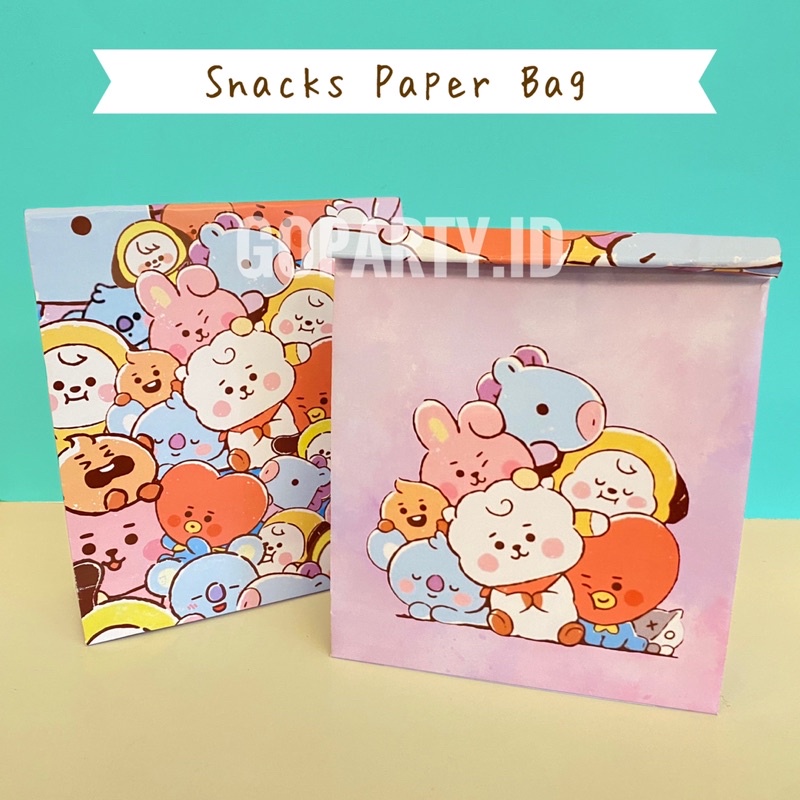 Jual BTS BT21 SNACK PAPER BAG KANTONG KERTAS BINGKISAN CEMILAN ULANG TAHUN BIRTHDAY Shopee Indonesia
