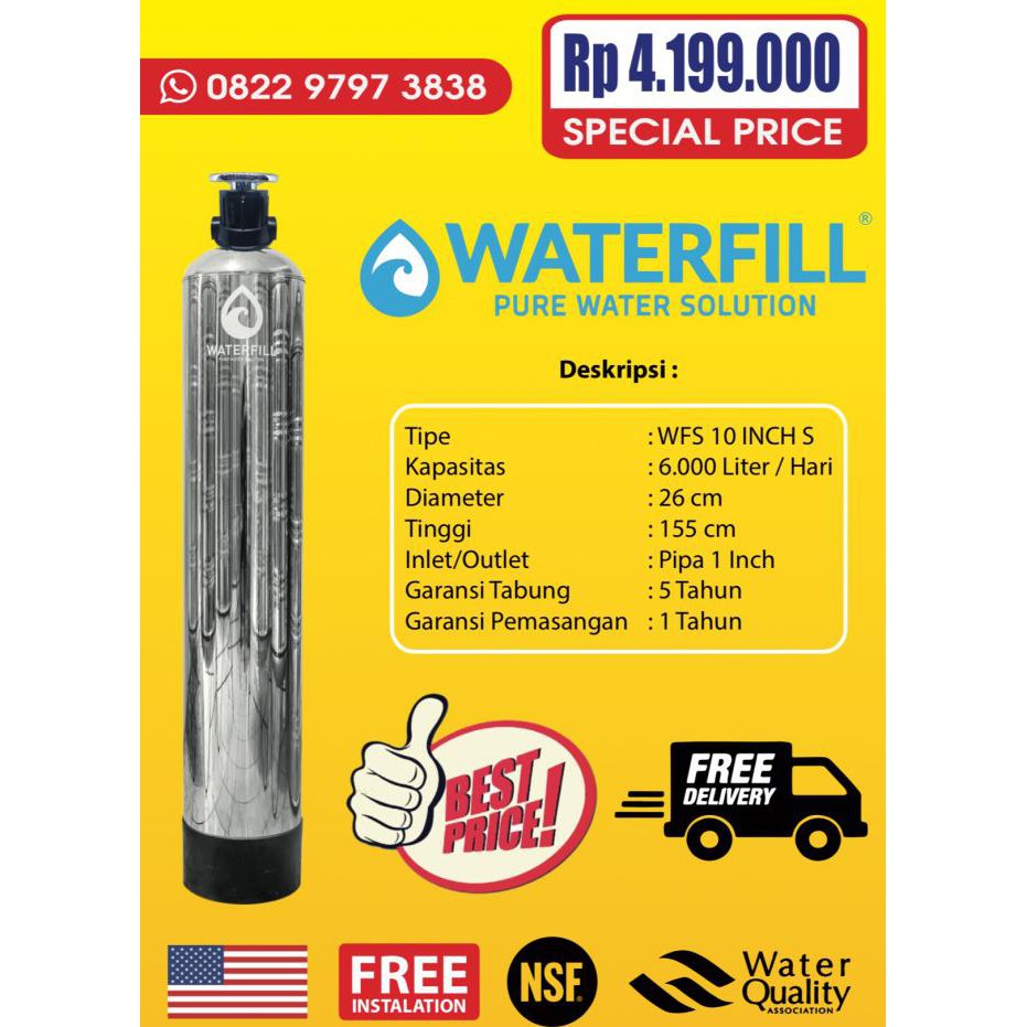 Jual Filter Saringan Air Sumur Bor / Pam Zat Kapur Waterfill 10