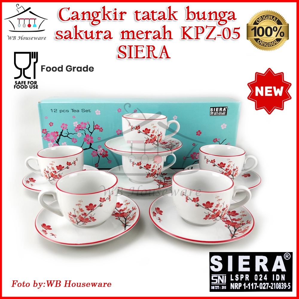 Jual Cangkir Set 6 Pasang Motif Sakura Merah 220ml Tea Set Coffee Set Cup And Saucer Porcelain