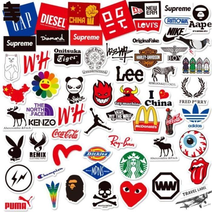 Jual Sticker Koper 1 Set 55 Pcs : Mini Stickers Desain Brand Logo Hype ...