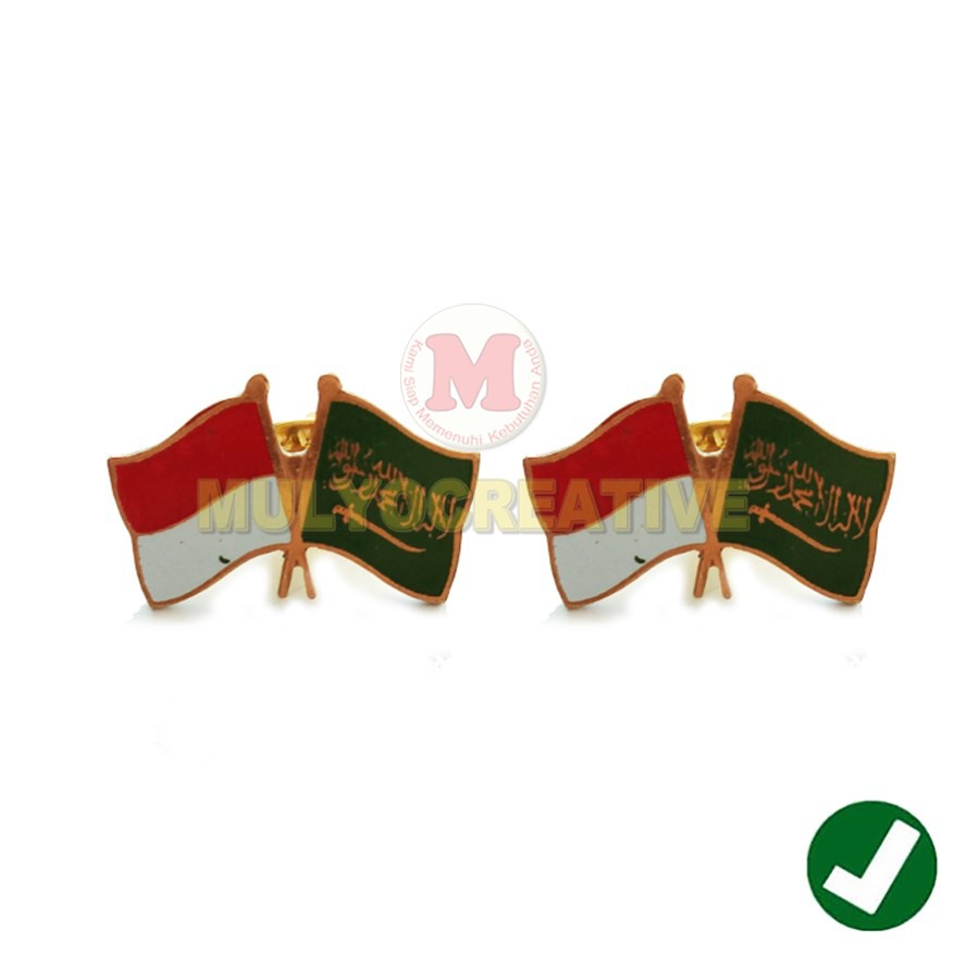 Jual Pin Bendera Persahabatan Indonesia Dan Arab Saudi Cross Flag Pin Shopee Indonesia