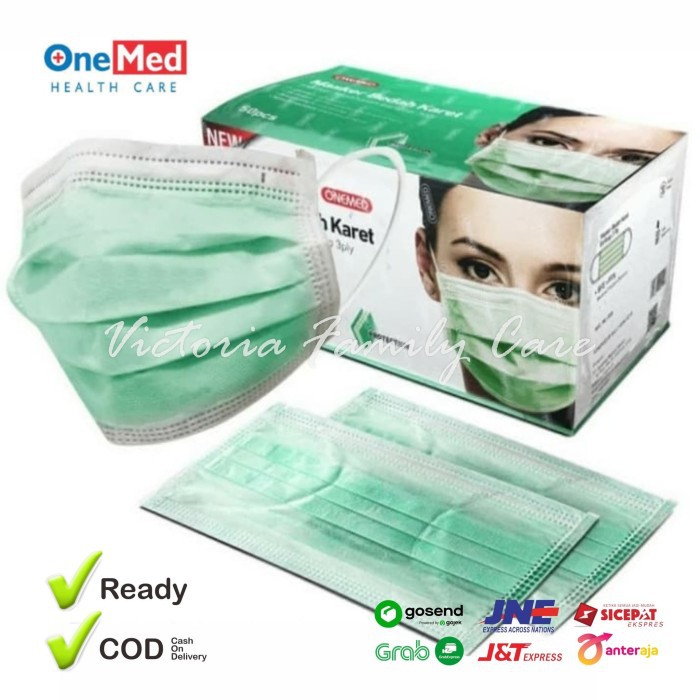 Jual OneMed Masker Surgical Mask Earloop 3 Ply Original Repack 5 pcs ...