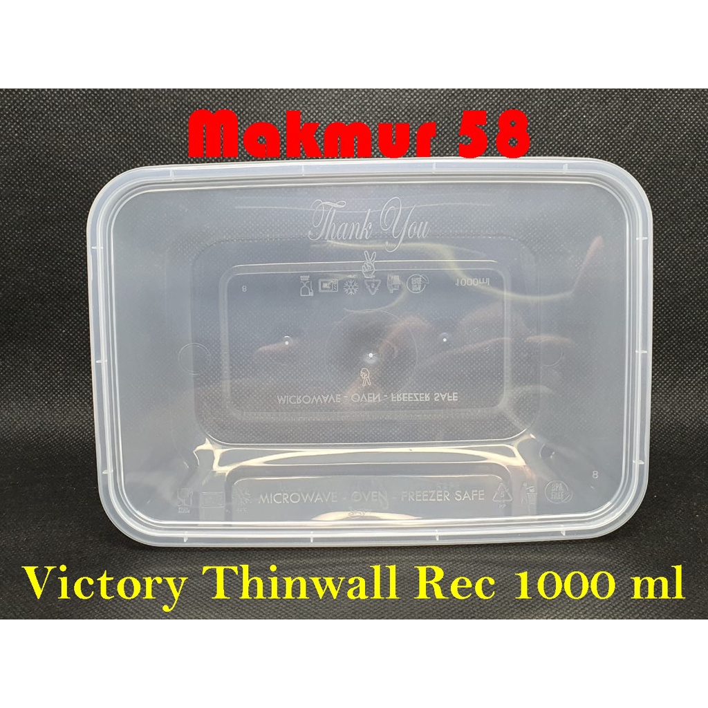 Jual Thinwall merk Victory Rectangle 1000 ml / kotak plastik / wadah ...