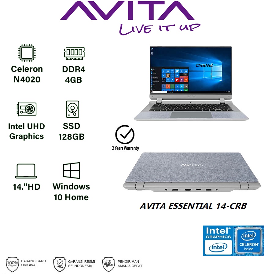 Jual Laptop-AVITA-ESSENTIAL-14---Intel-N4020-4GB-256SSD-Windows10