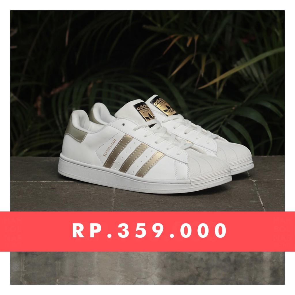 Jual Sepatu Adidas Superstar White List Gold Premium Shopee